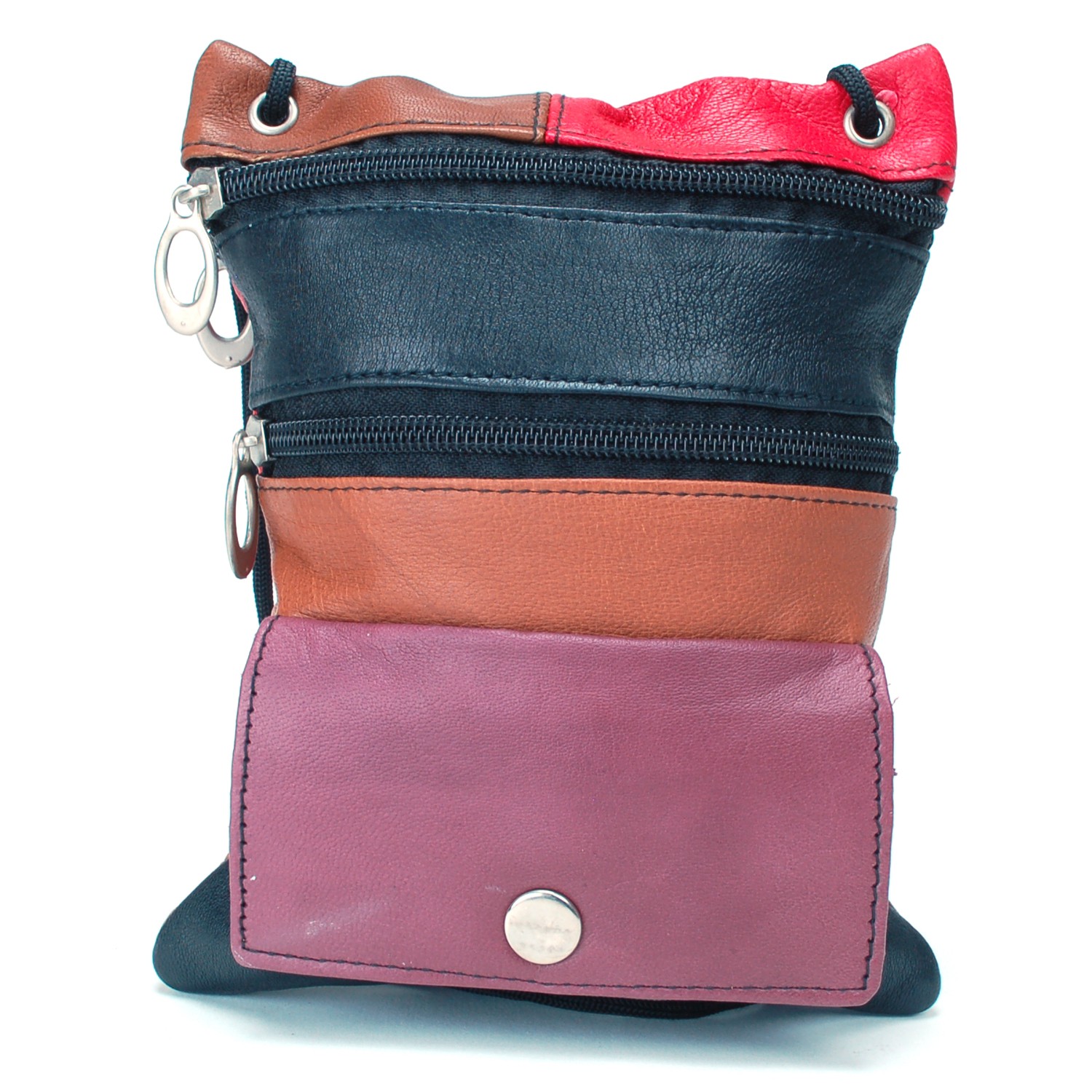 Soft Leather Purse Organizer Shoulder Bag 4 Pocket Micro Handbag Travel